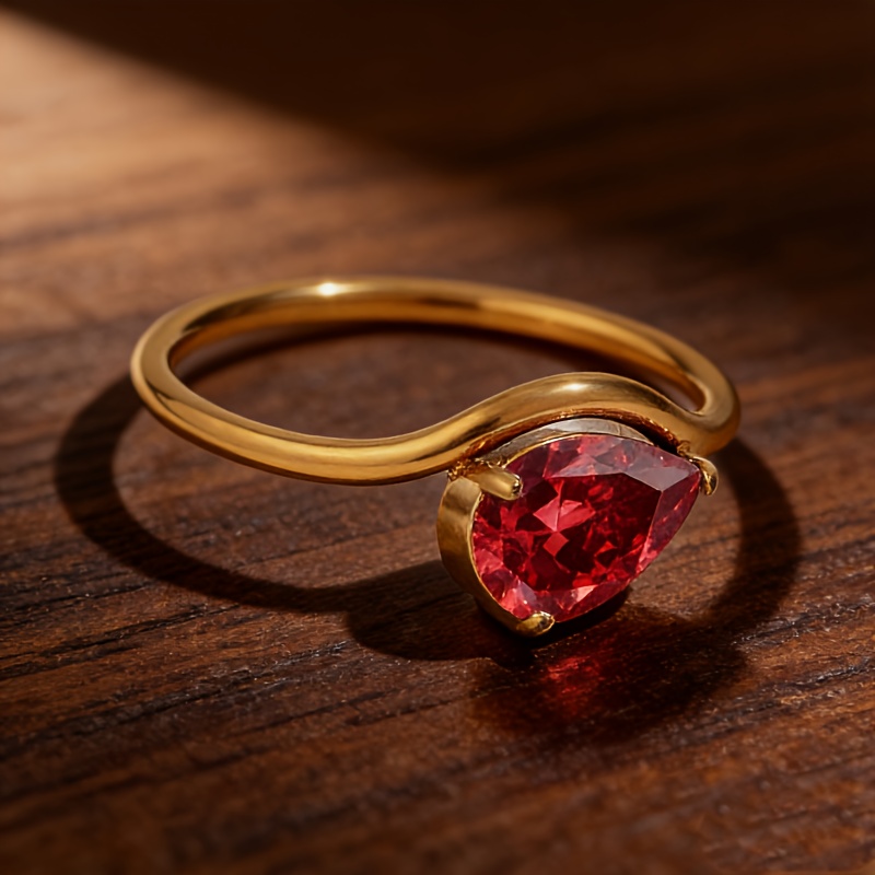 Women's Colorful Teardrop Ring, Exquisite December Birthday Gift